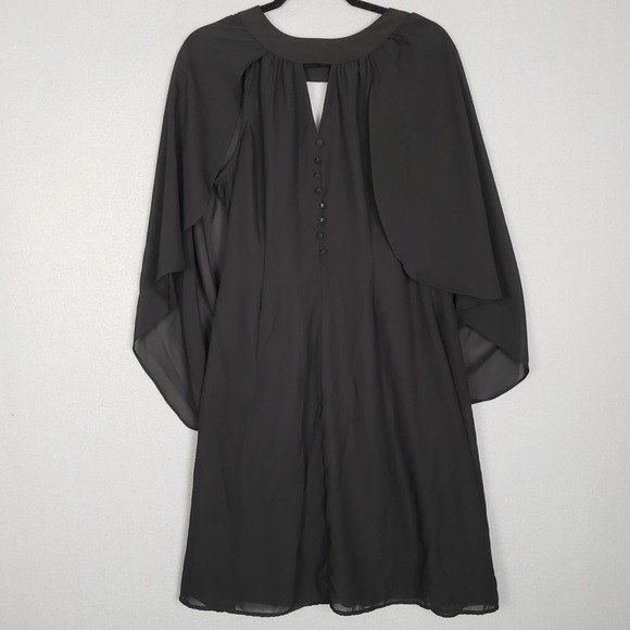 Modcloth Dresses & Skirts - ModCloth Size L Chiffon Layered Cape Dress Black Midi Whimsigoth Cocktail Party